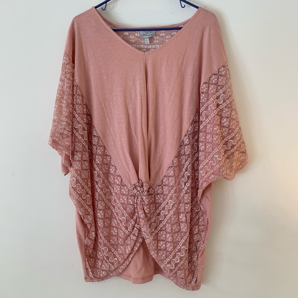 NEW with tags, pretty pink boho top by Blu Heaven, size L
